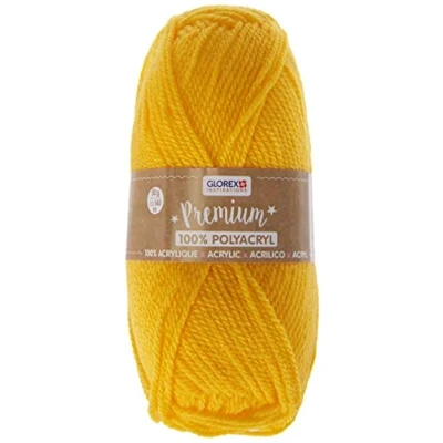 Imagen de Glorex Lana prémium de 100% acrílico, fácil Trabajar, versátil, cálida, Suave, no Pica, 50 g, Aprox. 140m Yellow, Amarillo, 140