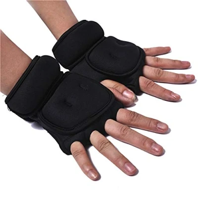 Imagen de LYXMY guantes ponderados 1 kg bolsa de arena cinturón entrenamiento con pesas soporte muñeca gimnasio boxeo pull up cruzado transpirable negro talla libre