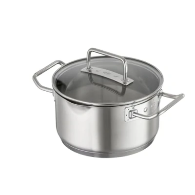 Imagen de RÖSLE EXPERTISO Olla universal de acero inoxidable 18/10, 16 cm, tapa cristal, escala interior, apta para inducción, lavavajillas