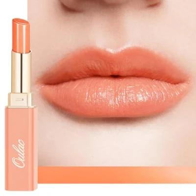 Imagen de Oulac 2 in 1 Pintalabios y Bálsamo Labial Naranja Brillante Hidratante, Enriquecido Con Aceite de Rosa,Acabado para Labios Secos, Agrietados Dañados,Vegan, (21)