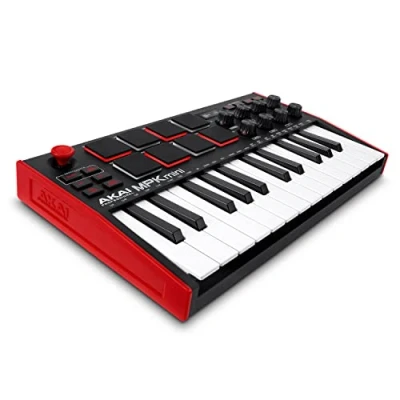 Imagen de AKAI Professional MPK Mini MK3 Teclado Controlador MIDI USB de 25 Teclas con 8 Drum Pads, Perillas y Software Producción Musical Incluido, Standard, Color Rojo