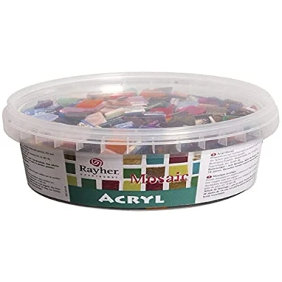 Imagen de Rayher Teselas para mosaicos, translúcidas y de colores, 1x1 cm, 300 g, aprox. 700 ud, 14792999