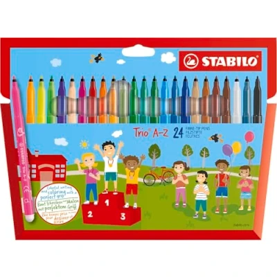 Imagen de Rotulador con zona de sujeción triangular STABILO Trio A Z Estuche 24 colores