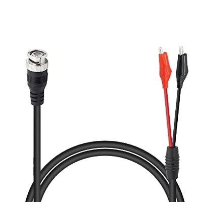 Imagen de YACSEJAO BNC Cable de prueba pinza cocodrilo doble, 1M / 3.3FT Q9 a doble para videovigilancia, generadores señal osciloscopios