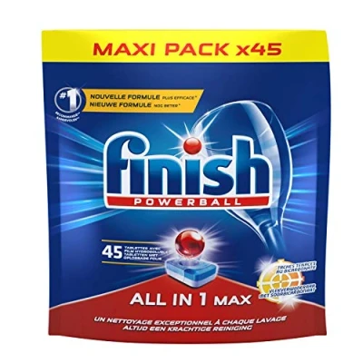 Imagen de Finish Pastilles Lave Vaisselle Powerball All in One Max Taches Tenaces au Bicarbonate 135 Tablettes