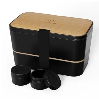 Imagen de Umami Fiambrera Para Comida De Trabajo, Bento Lunch Box, Apilable, Con 4 Compartimentos, Cubiertos, Botes Salsa, Caja Almuerzo, Apta Microondas, Porta Alimentos 100% Hermética