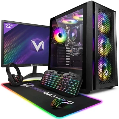 Imagen de Vibox I 18 PC Gaming Completo Monitor 22&quot; Quad Core AMD Ryzen 3200G Procesador 4GHz Radeon Vega 8 Gráficos 8GB RAM 480GB SSD Windows 11 WiFi