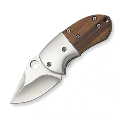 Imagen de Navaja EDC para Bolsillo con Hoja de Acero Inoxidable 5 cm y empuñadura Madera Caza, Pesca, Camping, Outdoor, Supervivencia Bushcraft