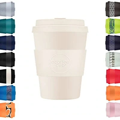 Imagen de 12oz 350ml Ecoffee Cup Reutilizable Eco Friendly 100% Plant Based Coffee with Silicone Lid &amp; Sleeve Melamine Free Travel Mug, Waicara