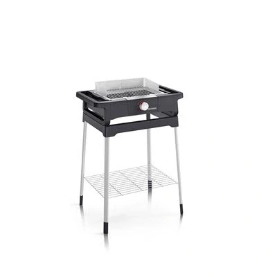 Imagen de SEVERIN barbacoa de pie Style Evo S con estante rejilla, parrilla eléctrica arranque rápido, hasta 350 C, mini óptima distribución del calor, negro, PG 8124