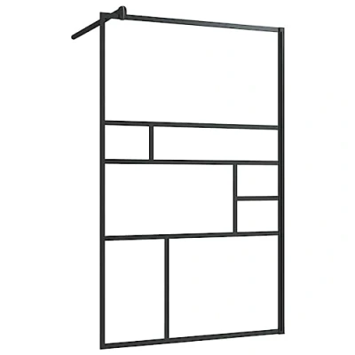 Imagen de vidaXL Mampara Ducha Accesible Cabina Baño Cerramiento Partición Cubículo Apertura Central Seguridad Moderno Vidrio ESG Transparente Negro 100x195cm