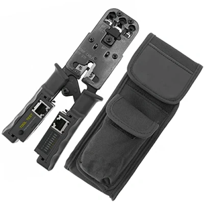 Imagen de BeMatik Herramienta crimpadora con comprobador de Cables RJ9 RJ11 RJ12 RJ45