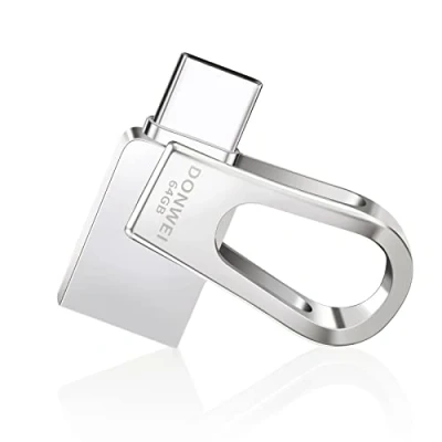 Imagen de DONWEI Pendrive 64 GB USB C y 3.0, Memoria para PC/Portátil/Portátil, Teléfono Móvil Tipo Plateado Stick