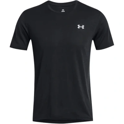 Imagen de Under Armour Launch Splatter Tee camiseta de manga corta para hombre, deporte ligera, color negro/negro/reflectante