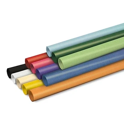 Imagen de Clairefontaine 95799AMZC Cartón de 12 rollos papel regalo, Kraft vergado, 60 g, tamaño: 2 x 0,70 m, patrón: color, surtidos colores, multicolor embalaje regalo