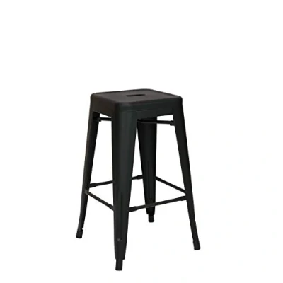 Imagen de Vaukura Taburete Medio Oliix Mate Cocina de Estilo Industrial (Negro)