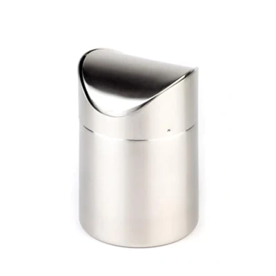 Imagen de Cubo de basura mesa APS, pulido mate, tapa abatible extraíble, Cierre bayoneta, Asiento fija, mesa, acero inoxidable, Ø 10 cm, 13 cm altura