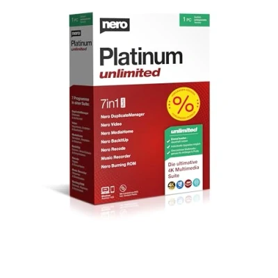 Imagen de Nero Platinum Unlimited Convertir audio y vídeo Grabación de DVD copia Programa edición Backup para Windows 11, 10, 8, 7 1 PC Licencia Ilimitada