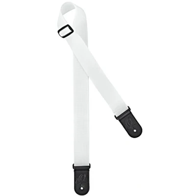 Imagen de Ortega guitarras ons50std wh nailon ajustable correa para guitarra con extremos de piel y Logo en relieve, color blanco