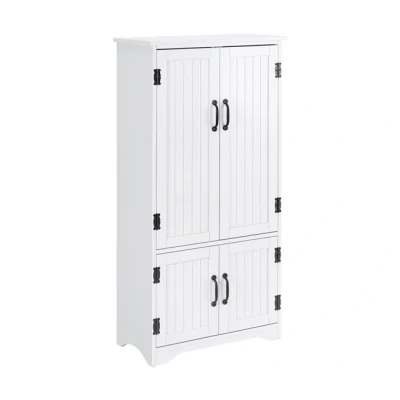 Imagen de HOMCOM Alacena de Cocina Aparador Alto Mueble Auxiliar con 4 Puertas y Estantes Ajustables para Salón Baño 60x30x123 cm Blanco