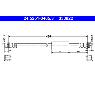 Imagen de ATE 24.5251 0465.3 Latiguillos de Freno 465 RENAULT: MASTER 2 Kasten, Bus