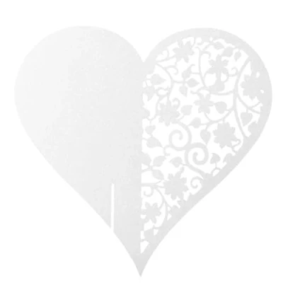 Imagen de Mumusuki Tarjetas de Lugar Mesa 50 Piezas en Forma corazón Nombre Boda Hueco para Copa Vino Decoración Accesorios Fiesta(Blanco)