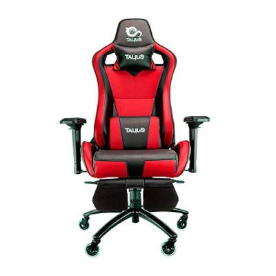 Imagen de Talius Caiman V2 Silla Gaming Profesional con reposapiés Extraible, Inclinación y Altura Regulable, reposabrazos 4D Ajustables (Azul)… (roja)