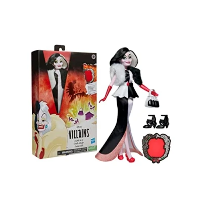 Imagen de Disney Villains Cruella de Vil Muñeca con accesorios y ropa removible Juguete A partir 5 años, Exclusivo en Amazon