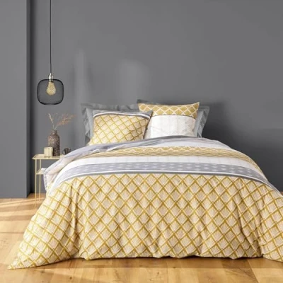 Imagen de douceur d&#039;intérieur Stria Juego de Cama 3 Piezas (240 x 220 cm) en Color Ocre, polialgodón Estampado