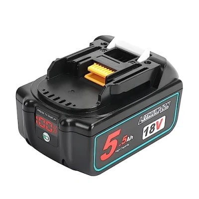 Imagen de Powarobor Batería de ion litio BL1850, 18 V, 5,5 Ah, compatible con herramientas eléctricas Makita V LXT BL1830 BL1840 BL1860 BL1845 BL1815 indicador LED