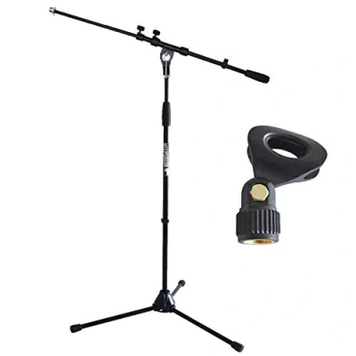 Imagen de Keepdrum MS106 Pie de micrófono con jirafa y soporte metal pinza (negro)