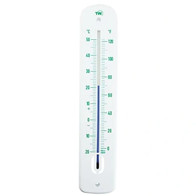 Imagen de termómetro grande para exteriores, 380 mm, clásico interiores y usar en jardín, invernadero, patio, terraza, cobertizo, pared. Color verde