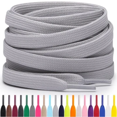 Imagen de Miscly Cordones Planos para Zapatillas, Disponibles en Varias Tallas y Colores (Gris Claro, 114 cm)