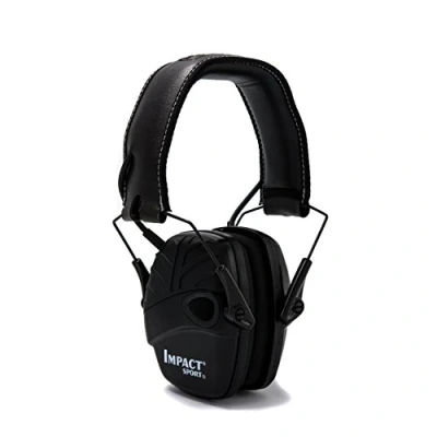 Imagen de Howard Leight by Honeywell Impact Sport Orejera para disparo electrónico sobre la cabeza, color negro, SNR de 25 dB, conector entrada audio, 1034490