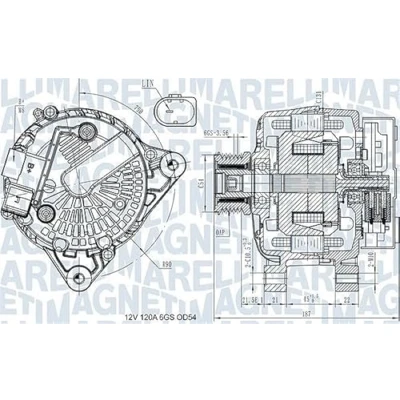Imagen de MAGNETI MARELLI 063731545910 Alternador 12V 120A FORD: C Max 2, FOCUS 3, FIESTA 6