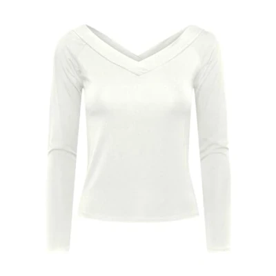 Imagen de Pieces Pcmaliva OFF Shoulder Vneck Camiseta de manga larga, Mujer, Talla: Medium, Bright white