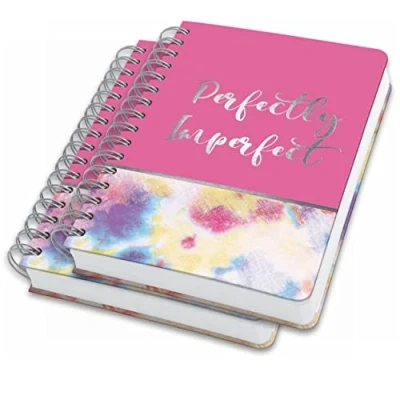 Imagen de SIGEL JN609 Lote de 2 Cuadernos notas espiral premium, 16,8 x 21,5 cm, punteado, tapa dura, motivo batik, rosa/amarillo/azul Jolie