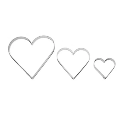 Imagen de Juego de 3 moldes para galletas en forma corazón acero inoxidable 5, 8 y 11,5 cm