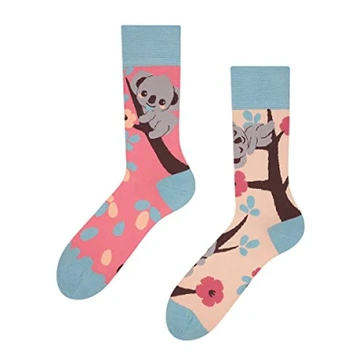 Imagen de Dedoles Calcetines Unisex Hombre Mujer y Niños Algodón muchos diseños divertidos diferente izquierda derecha, color: Rosa, diseño: Koala perezoso, tamaño: 35 38