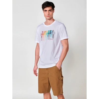 Imagen de Camiseta de Hombre Algodón con Estampado Bicicletas Color Blanco