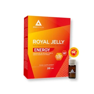 Imagen de Jalea real con Ginseng, L Taurina y Vitaminas Energía Extra Vitalidad 20 Viales Mejora rendimiento físico e intelectual ginseng adultos Bodyathlon