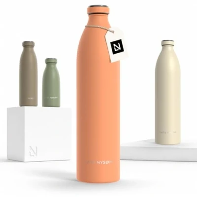 Imagen de Lars NYSØM Botella de Acero Inoxidable aislada 1,5l Agua 1,5 litro a Prueba Fugas para Deportes, Bicicleta, Perro, (Pumpkin Orange, XL 1500ml)
