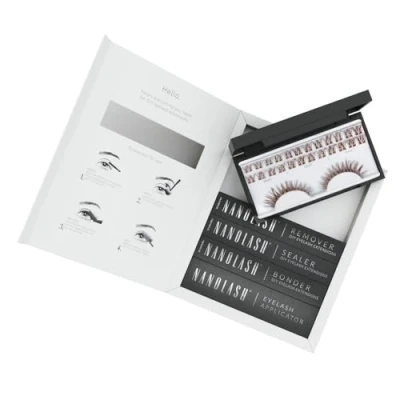Imagen de kit de inicio extensión pestañas postizas en racimos casa Nanolash completo para aplicar DIY, extensiones (Marrón, CHARM)