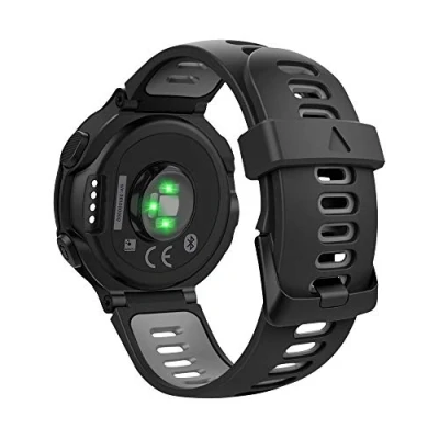 Imagen de MoKo Correa Compatible con Forerunner 735XT/220/230/235/235 Lite/620/630/Approach S20/S6/S5, Pulsera de Silicona Respirable y Reemplazable, Banda Reloj Deportivo Cierre Negro gris