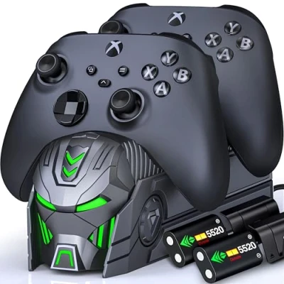 Imagen de GAMSINGY estación de carga batería para controlador Xbox One/Xbox Series X&amp;S, 2 x 5520 mWh (2 2300 mAh), compatible con One S/X/Elite,Xbox X/S Controller