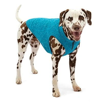 Imagen de Kurgo Core Abrigo para Perro, Chaleco Polar Chaqueta Perros, Forro Polar, Ligero, Abertura con Cremallera Arnés, Cuello Ajustable, Azul, L