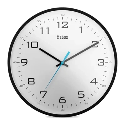 Imagen de Mebus analoge Quarz Wanduhr klassisches Design kräftige, große Ziffern 30cm Durchmesser/Farbe: Schwarz Weiß/Modell: 16247