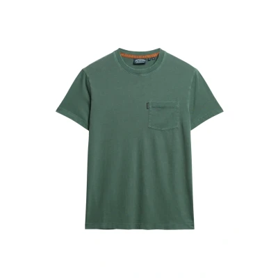 Imagen de Superdry Essential Washed Pocket Camiseta básica, Hombre, Talla: Large, forest green