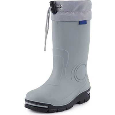 Imagen de Ladeheid Botas de Agua en PVC Unisex Impermeables para Niños Rainboots Goma Infantiles Niñas LARB014 (Gris, 25/26 EU)