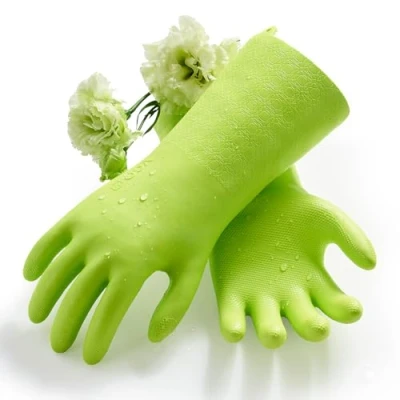 Imagen de Vgo... 2 pares Guantes Limpieza Largos con forro Reutilizables, Fragante Inodoro, para Hogar Baño Cocina lavar platos Coche, Resistentes contra el Frío&amp;Calor Agua